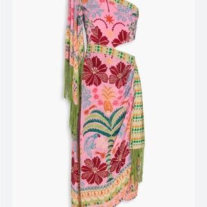 FARM Rio Pink Floral Dress with Green Accents